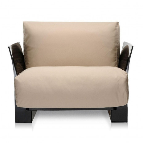 Fauteuil Pop Outdoor / structure noire / tissu Sunbrella