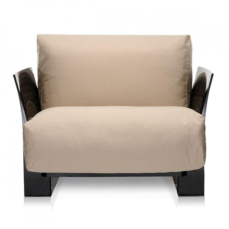 Fauteuil Pop Outdoor / structure noire / tissu Sunbrella