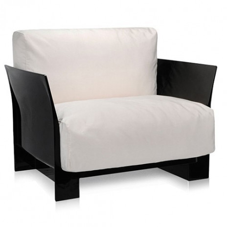 Fauteuil Pop Outdoor / structure noire / tissu Sunbrella