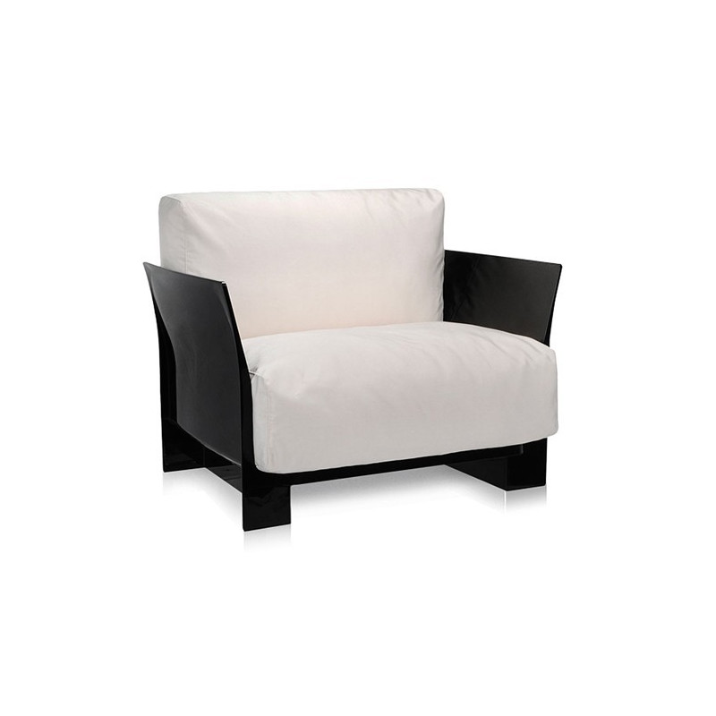 Fauteuil Pop Outdoor / structure noire / tissu Sunbrella