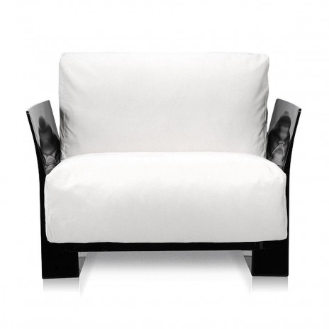Fauteuil Pop Outdoor / structure noire / tissu Sunbrella