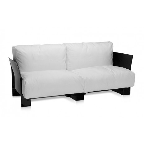 Canapé Pop Outdoor 2 places / structure noire / tissu Sunbrella