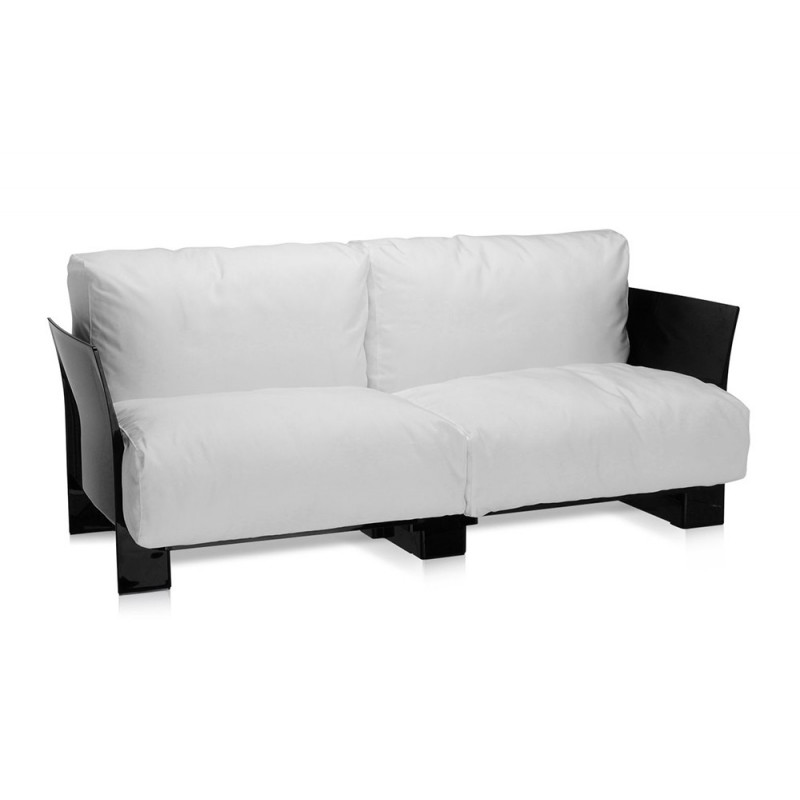 Canapé Pop Outdoor 2 places / structure noire / tissu Sunbrella