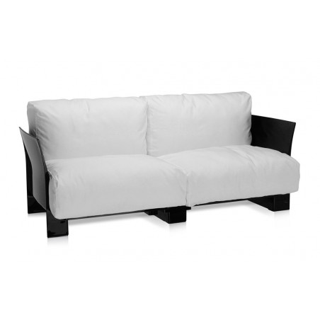 Canapé Pop Outdoor 2 places / structure noire / tissu Sunbrella