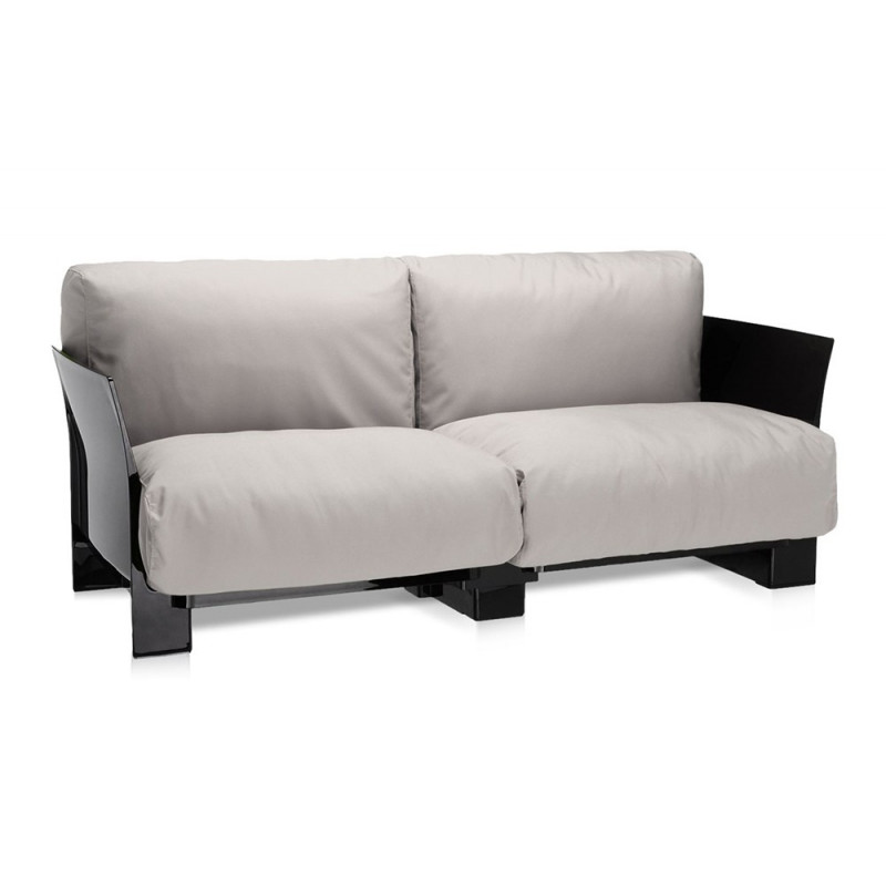 Canapé Pop Outdoor 2 places / structure noire / tissu Sunbrella