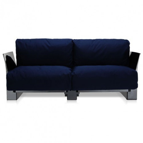 Canapé Pop Outdoor 2 places / structure noire / tissu Sunbrella
