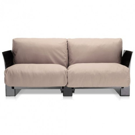 Canapé Pop Outdoor 2 places / structure noire / tissu Sunbrella