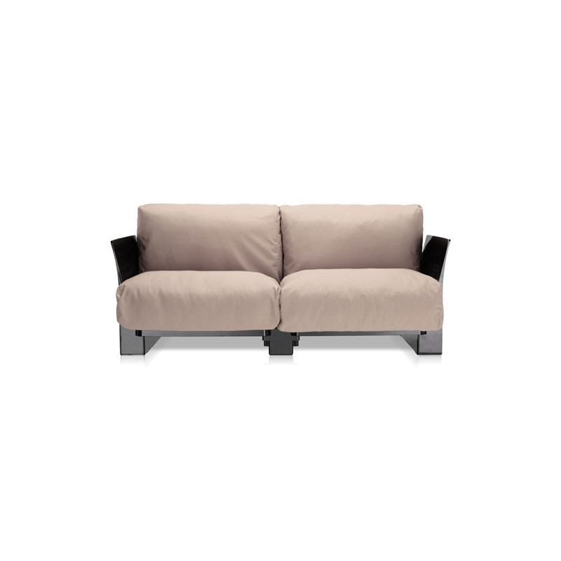 Canapé Pop Outdoor 2 places / structure noire / tissu Sunbrella