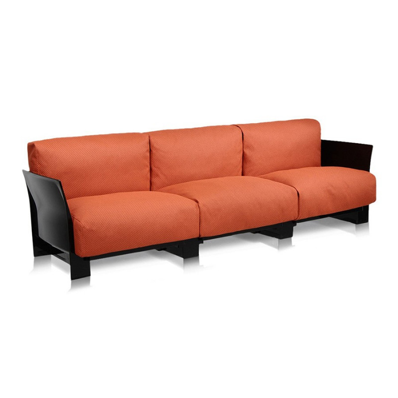 Canapé Pop Outdoor 3 places / structure noire / tissu Ikon