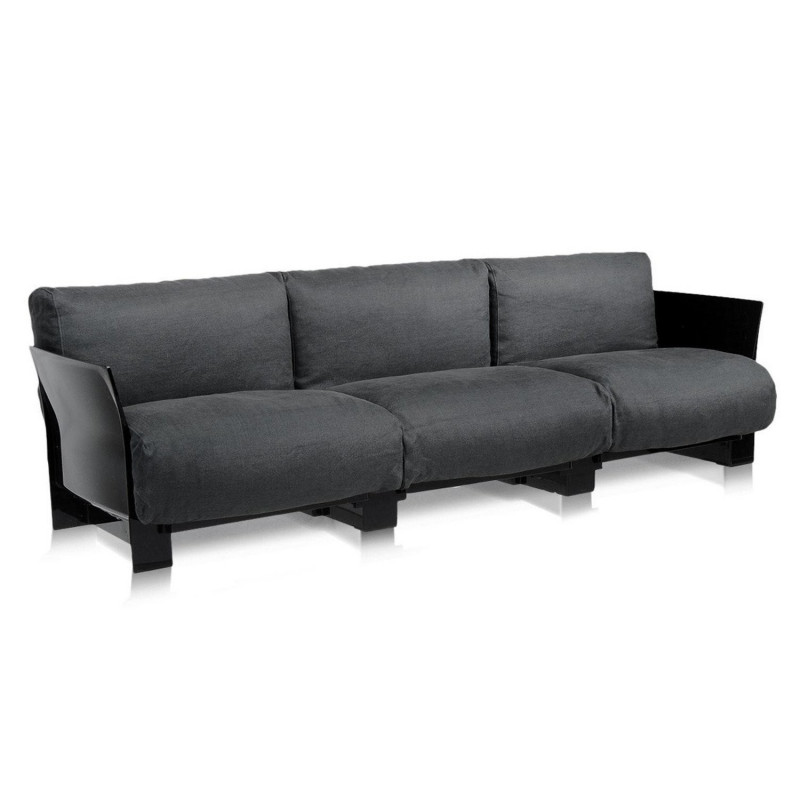 Canapé Pop Cotton 3 places / structure noire