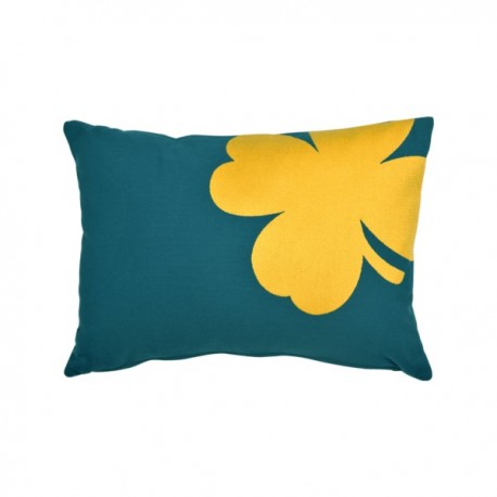 Coussin Trèfle bleu canard