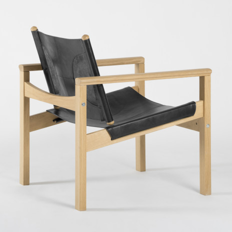 PEGLEV - Fauteuil en cuir et bois massif