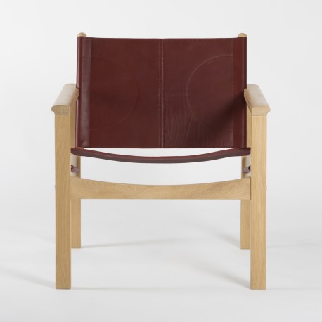 PEGLEV - Fauteuil en cuir et bois massif