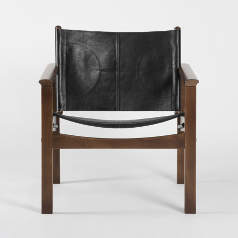 PEGLEV - Fauteuil en cuir et bois massif