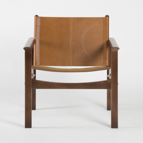 PEGLEV - Fauteuil en cuir et bois massif