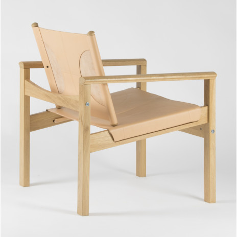 PEGLEV - Fauteuil en cuir et bois massif