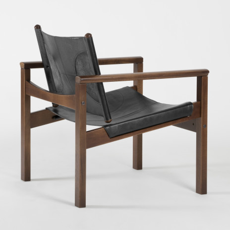 PEGLEV - Fauteuil en cuir et bois massif