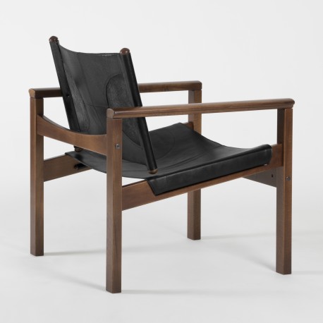 PEGLEV - Fauteuil en cuir et bois massif