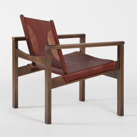 PEGLEV - Fauteuil en cuir et bois massif