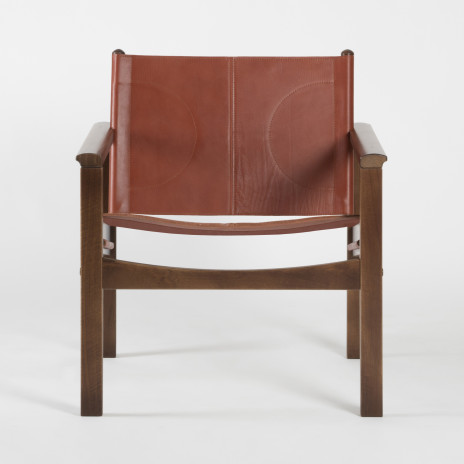 PEGLEV - Fauteuil en cuir et bois massif