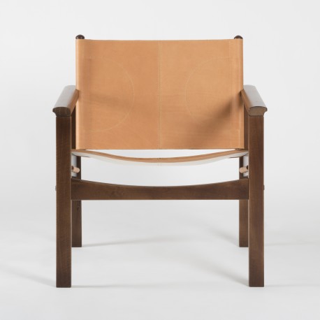 PEGLEV - Fauteuil en cuir et bois massif