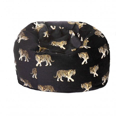 Pouf en velours noir brodés...