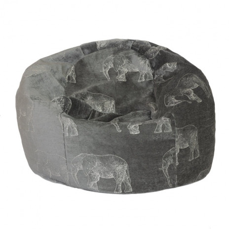 Pouf en velours gris brodés...