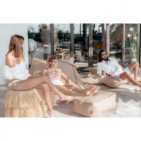 Coussins de sol "effet raphia" avec franges - Extérieur Taille M