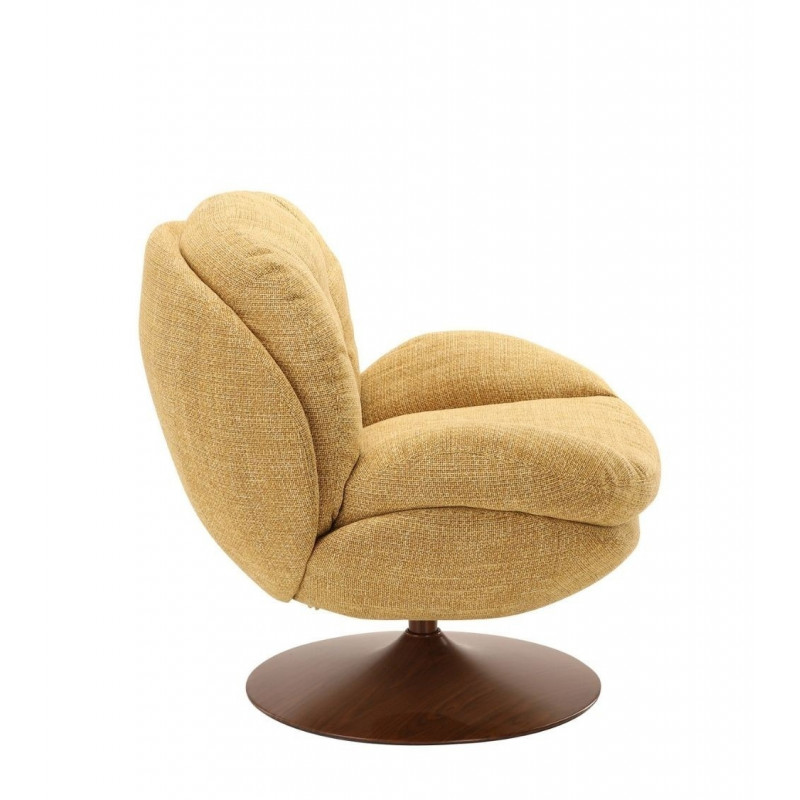 Fauteuil Memento Moutarde et Bois Foncé
