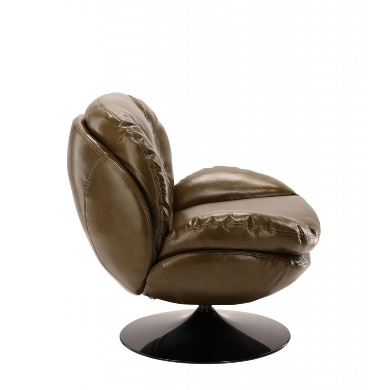 Fauteuil Memento Simili Cuir Kaki