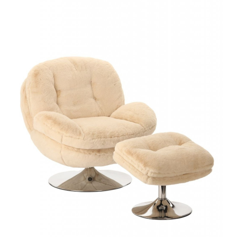 Fauteuil Memento Fausse Fourrure Blanc