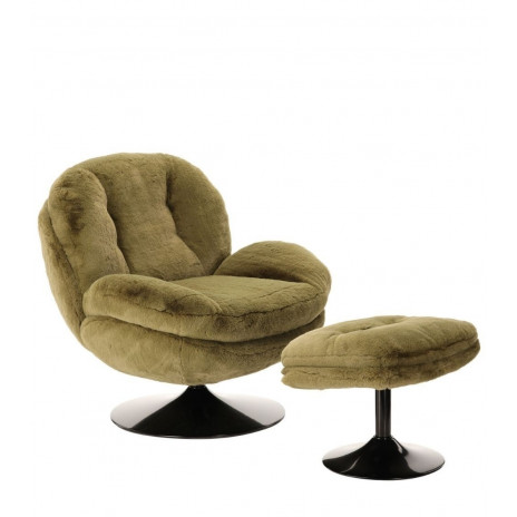 Fauteuil Memento Fausse Fourrure Kaki