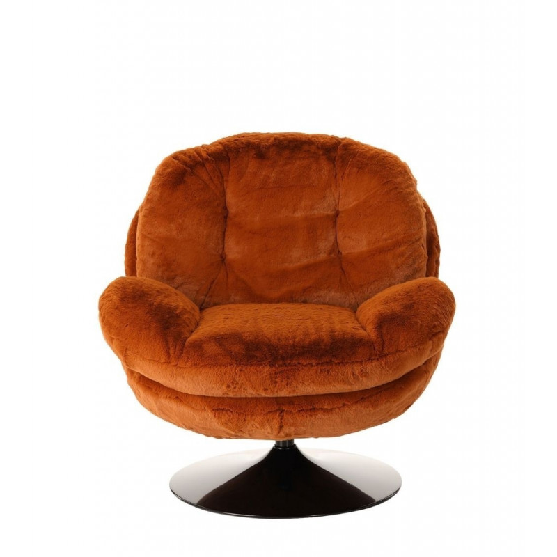 Fauteuil Memento Fausse Fourrure Orange Brûlé