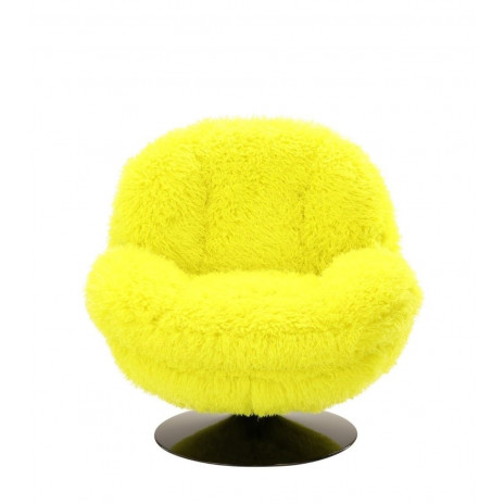 Fauteuil Memento Fausse Fourrure Poils Longs Jaune