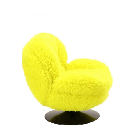 Fauteuil Memento Fausse Fourrure Poils Longs Jaune