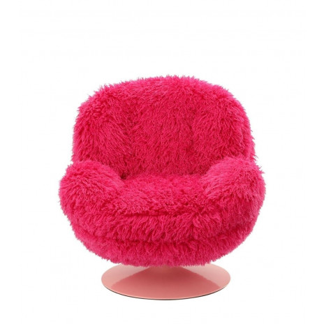 Fauteuil Memento Fausse Fourrure Poils Longs Fuschia