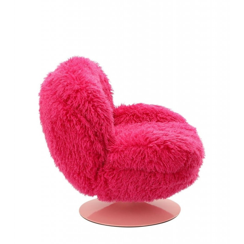 Fauteuil Memento Fausse Fourrure Poils Longs Fuschia