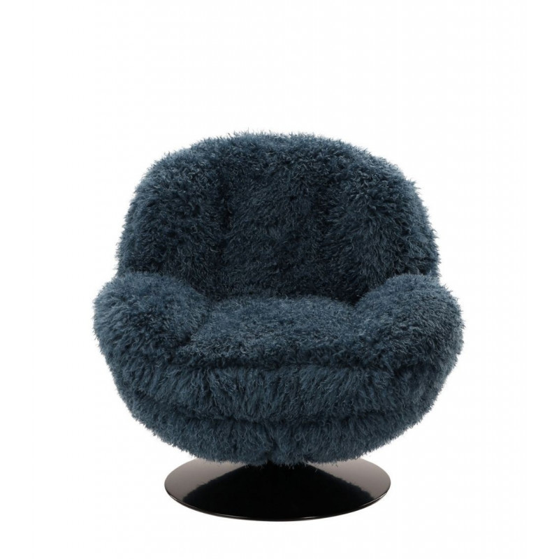 Fauteuil Memento Fausse Fourrure Poils Longs Bleu