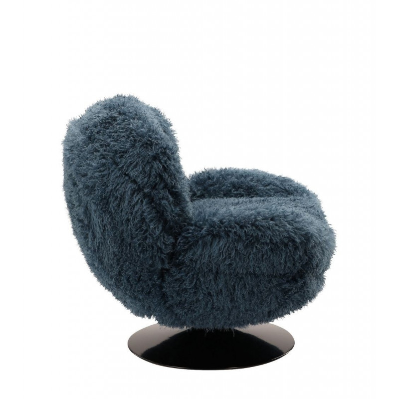 Fauteuil Memento Fausse Fourrure Poils Longs Bleu
