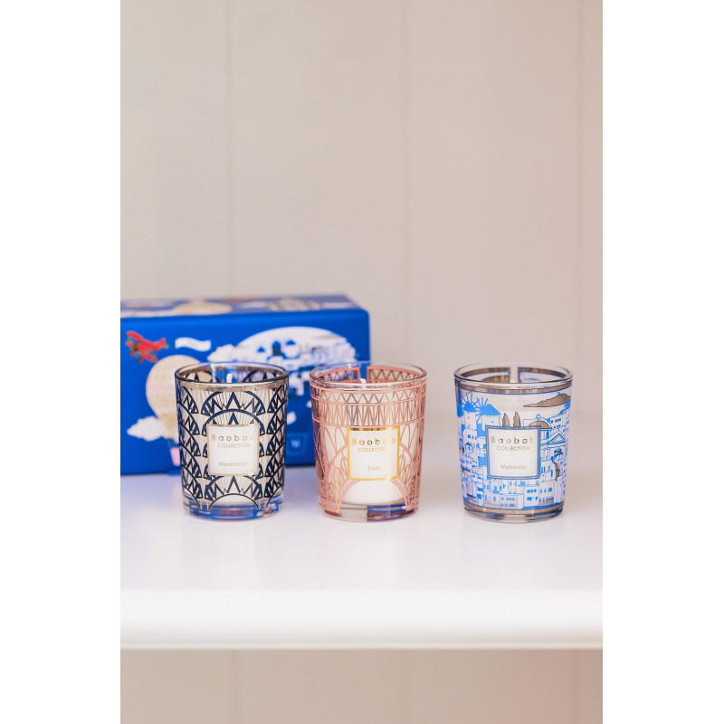 Trio Travel Bougie Parfumées Manhattan-Paris-Mykonos