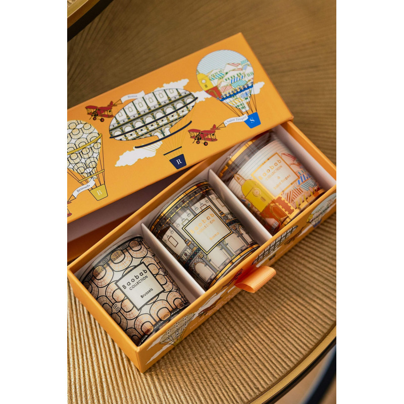 Trio De Bougies De Voyage Bruxelles-Rome-Saint-Tropez