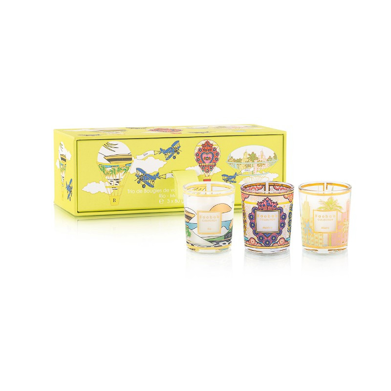 Trio De Bougies De Voyage Rio-Mexique-Miami