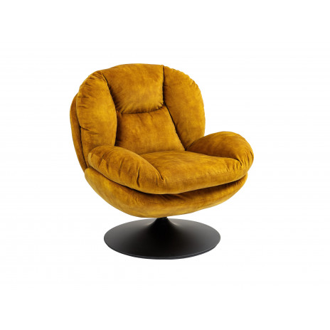 Fauteuil Pivotant En Velours Ocre