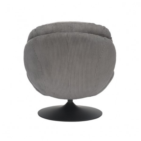 Fauteuil Pivotant Velours Côtelé Gris