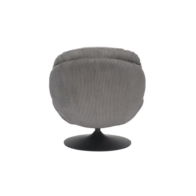 Fauteuil Pivotant Velours Côtelé Gris