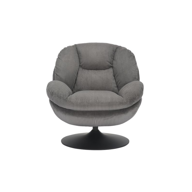 Fauteuil Pivotant Velours Côtelé Gris