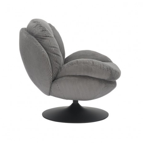 Fauteuil Pivotant Velours Côtelé Gris
