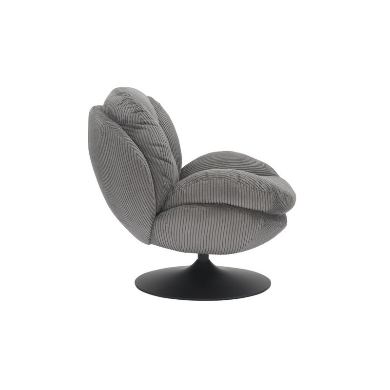 Fauteuil Pivotant Velours Côtelé Gris