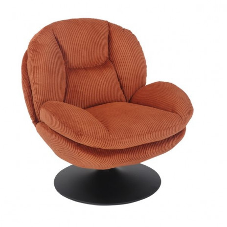 Fauteuil Pivotant Bordeaux Velours Côtelé Terracotta