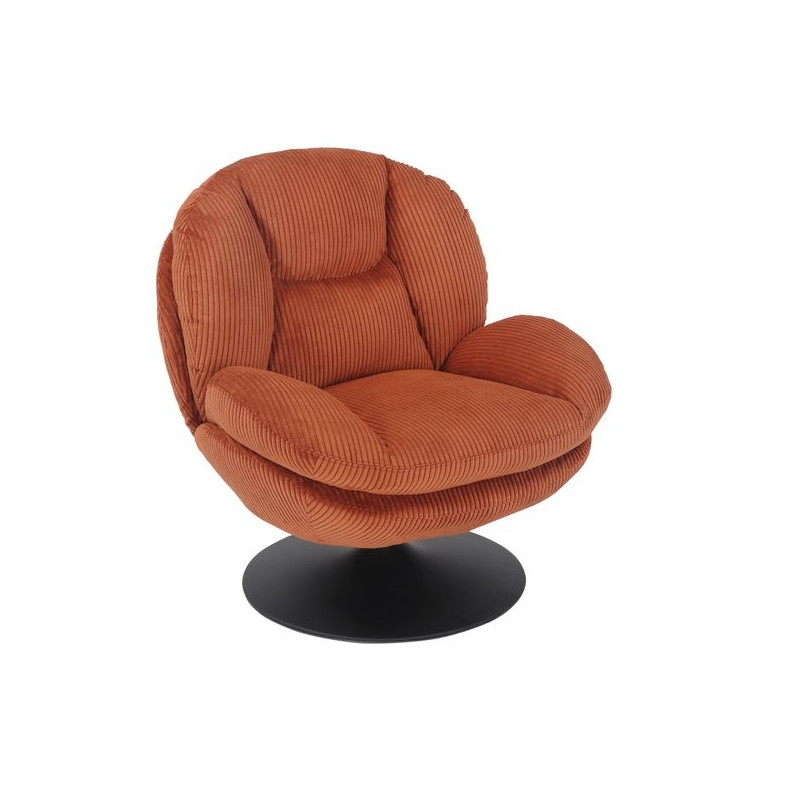 Fauteuil Pivotant Bordeaux Velours Côtelé Terracotta